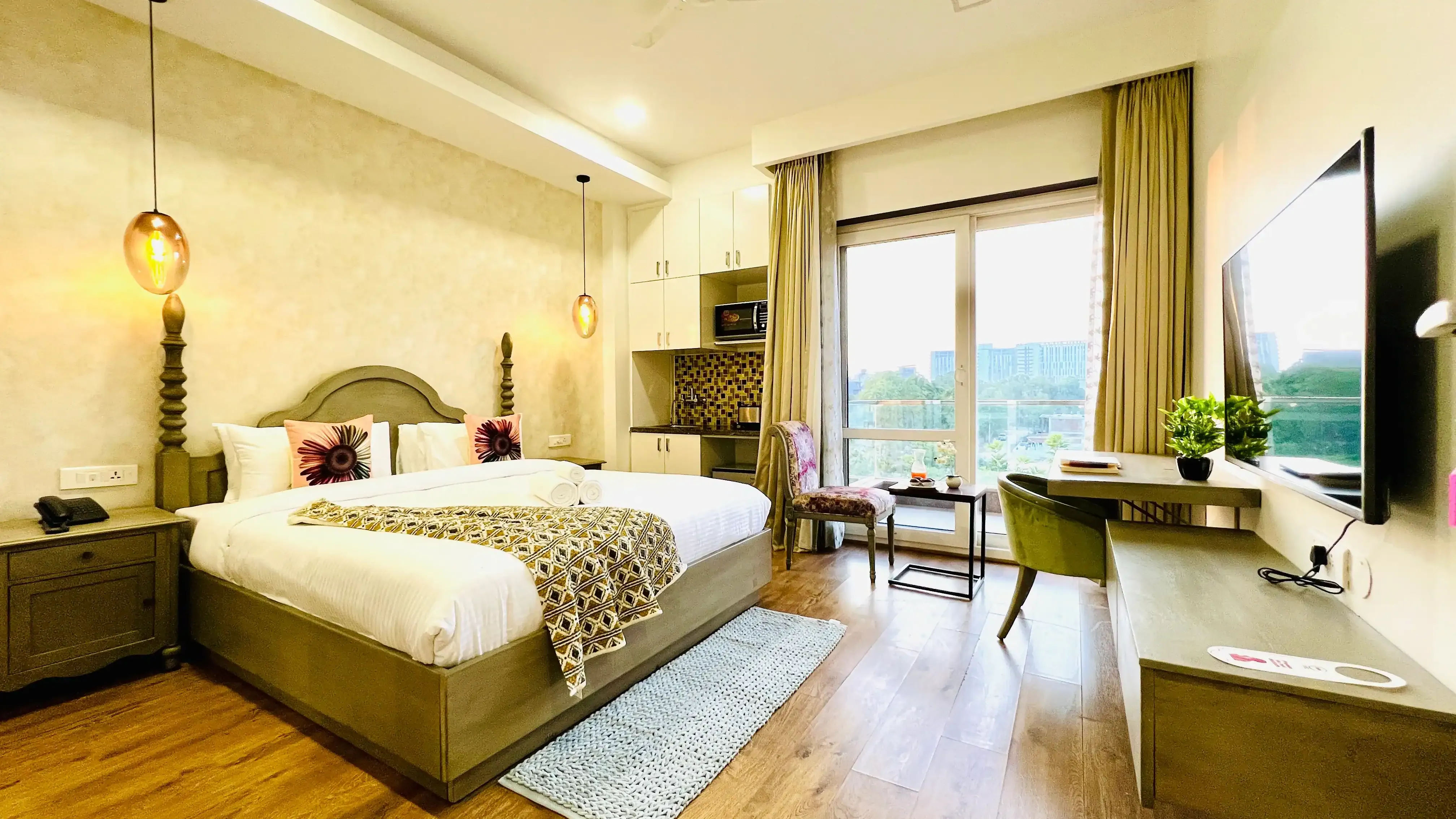 Bright modern hotel room interior